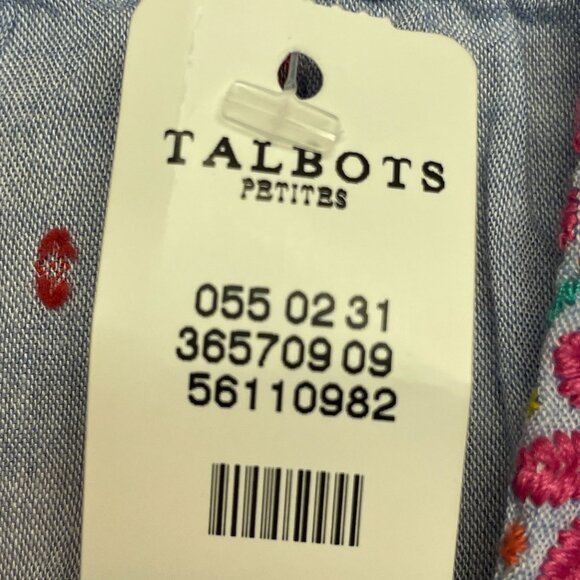 Talbots Embroidered Peasant Top NWT PXL Floral Pullover Colorful Crisp Travel - Picture 9 of 11